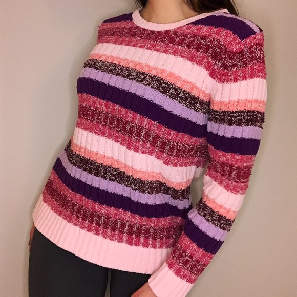 Vintage Chenille Striped Sweater in Pink/Purple - Picture 5 of 6
